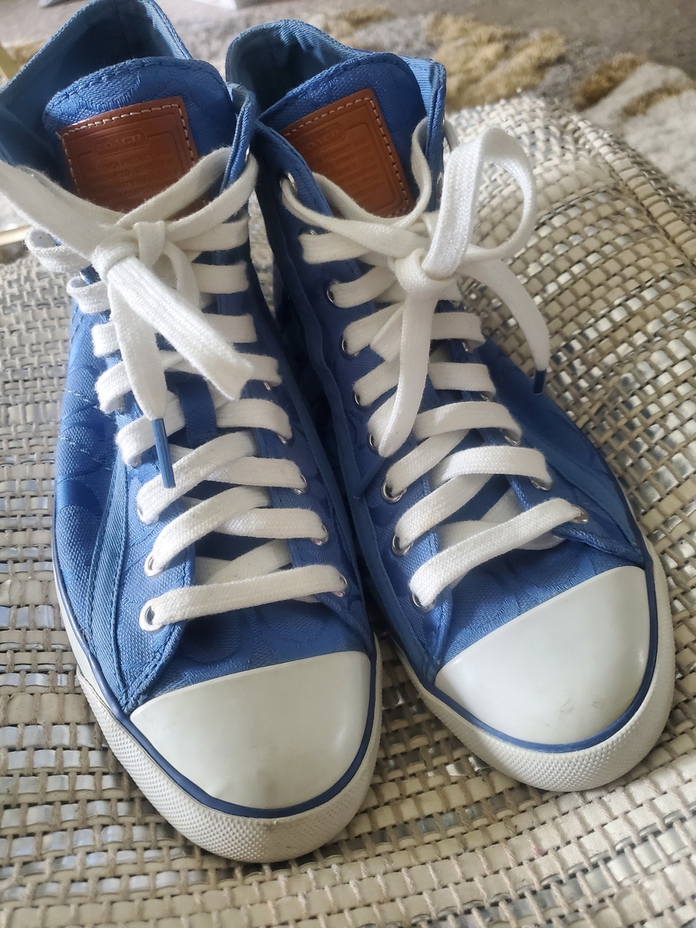 Coach Blue High-Top Sneakers with White Accents
